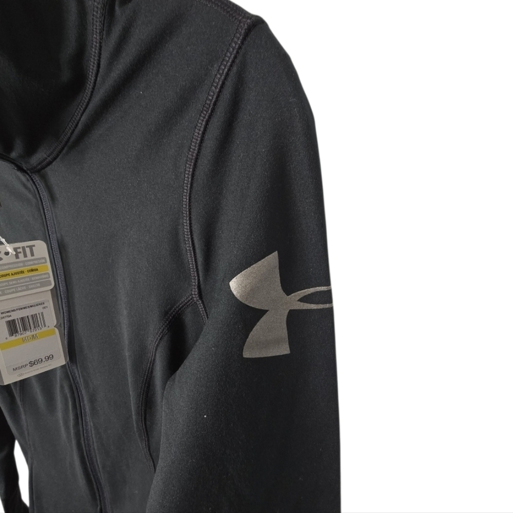 Under Armour Black Zip-Up  Fitted All Season Jacket Size M  UA TEAM * - Picture 4 of 14